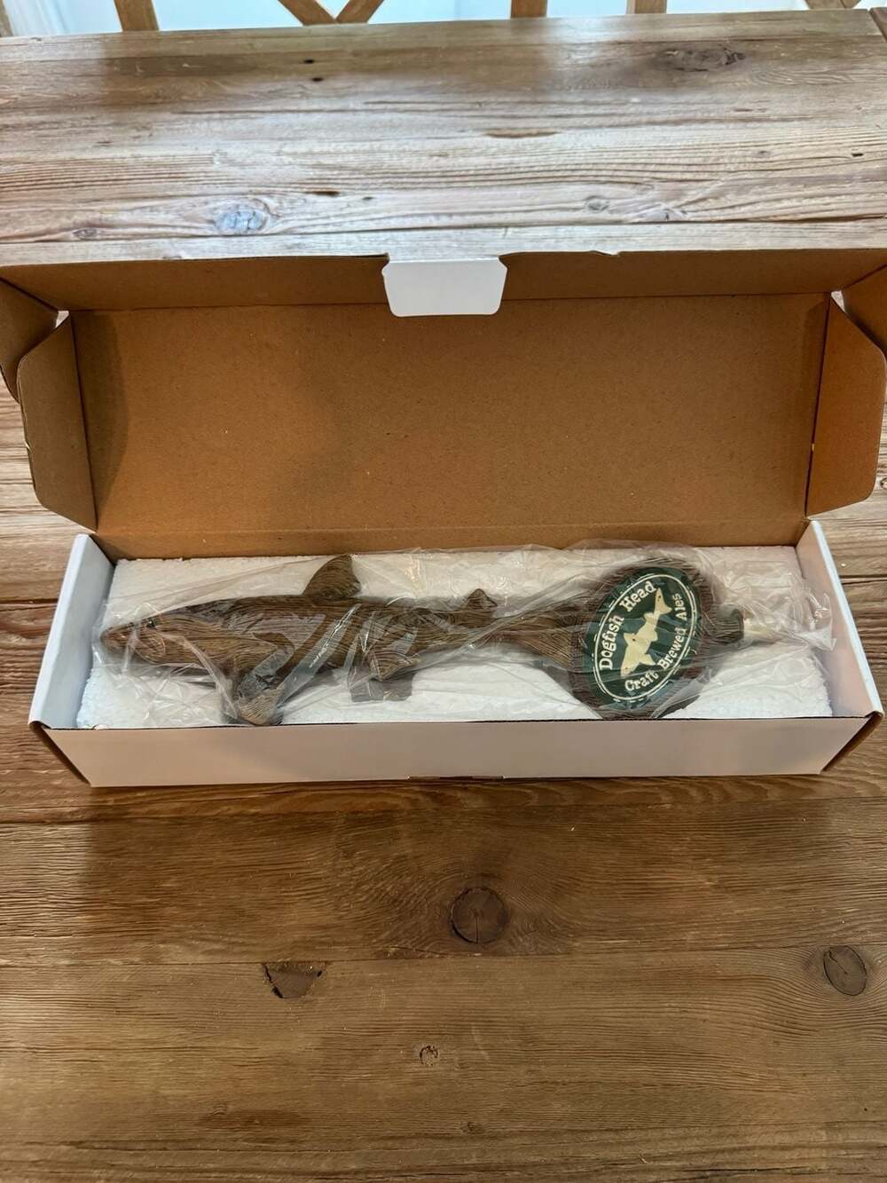 Rare Dogfish Head Craft Beer Ales wooden Shark Figural 11” Beer Tap Handle